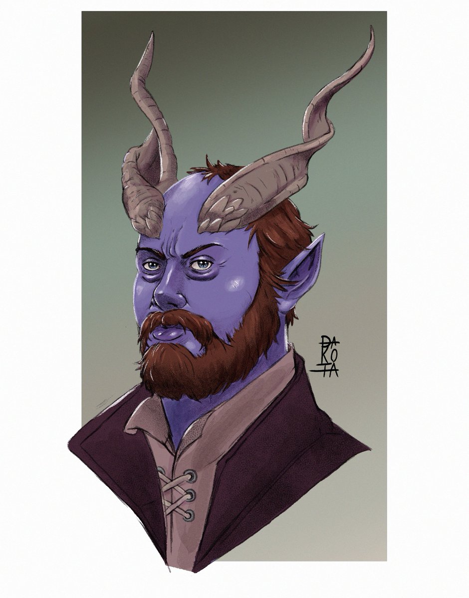 Dakotamacdoodle's tweet image. Daba De Daba Do @PatStaresAt butt is straight-up busted so here is a quick Tiefling Pat just for you