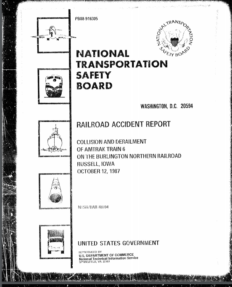 On October 12, 1987, in Russell, IA, we investigated the sixty-ninth of 154  #PTC preventable accidents:  https://www.ntsb.gov/investigations/AccidentReports/Reports/RAR8804.pdf  #PTCDeadline  #NTSBmwl