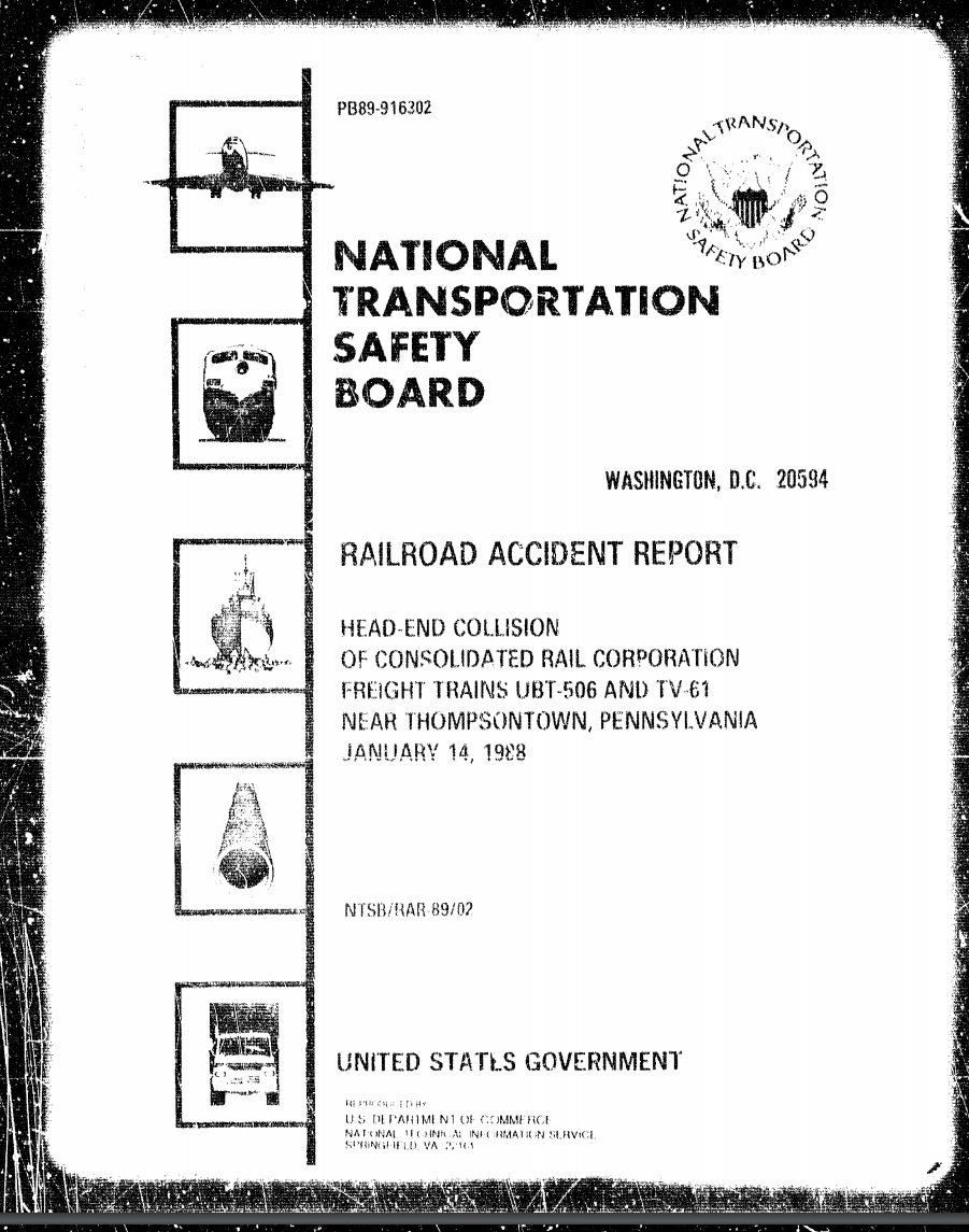 On January 14, 1988, in Thompsontown, PA, we investigated the seventieth of 154  #PTC preventable accidents:  https://www.ntsb.gov/investigations/AccidentReports/Reports/RAR8902.pdf  #PTCDeadline  #NTSBmwl