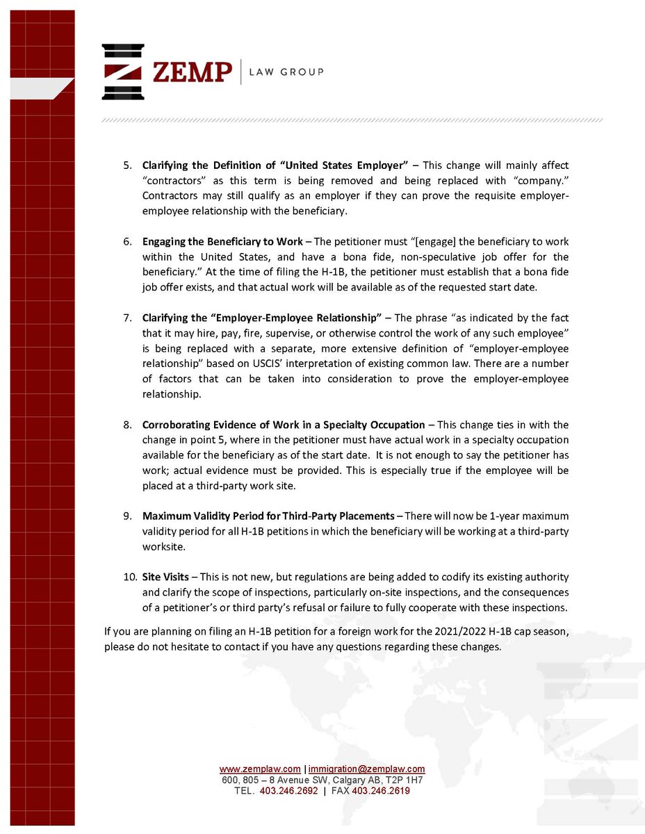 Please read below important changes to the H-1B program that will significantly reduce the chances of some individuals being able to qualify for the visa.
