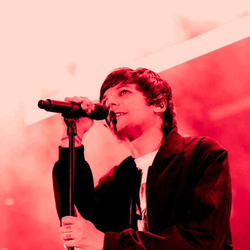 Louis Tomlinson in a red filter coz this man fooking owns this color !!