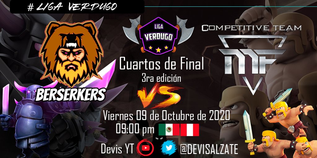 Partido que decide al 4to semifinalista
<a href="/BerserkersTeam1/">Berserkers Team</a> 🆚 @FamilyMaximus 
No te pierdas la transmisión del partido en el canal de @DEVISALZATE 
La cita es este viernes a las 9:00 pm🇲🇽🇵🇪 en el canal de YT youtube.com/channel/UCpDMa…
Apoya a tu equipo favorito