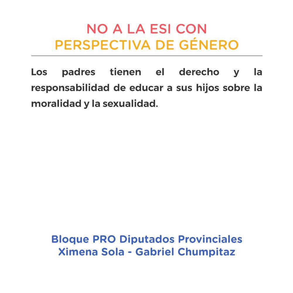 xime_sola's tweet photo. NO A LA LEY #ESI CON IDEOLOGÍA 

Votamos en contra porque creemos que los padres tienen el derecho y la responsabilidad de educar a sus hijos en la sexualidad.

#ESIsinIdeologia https://t.co/0xaKWuPVd6