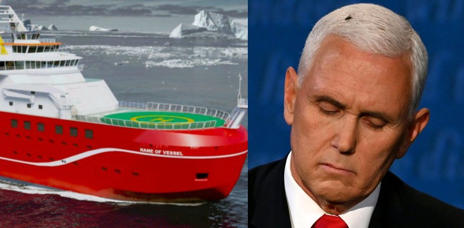 tomiahonen's tweet photo. In cross-Atlantic sign of solidarity &amp; friendship between Her Majesty's Government &amp; the Fly, the sister ship to HMS Boaty McBoatface has just been named Shitty McShithead.

#FlyWillVote #Flygate #FlyPence #Fly2020 https://t.co/RkPm9BfViv