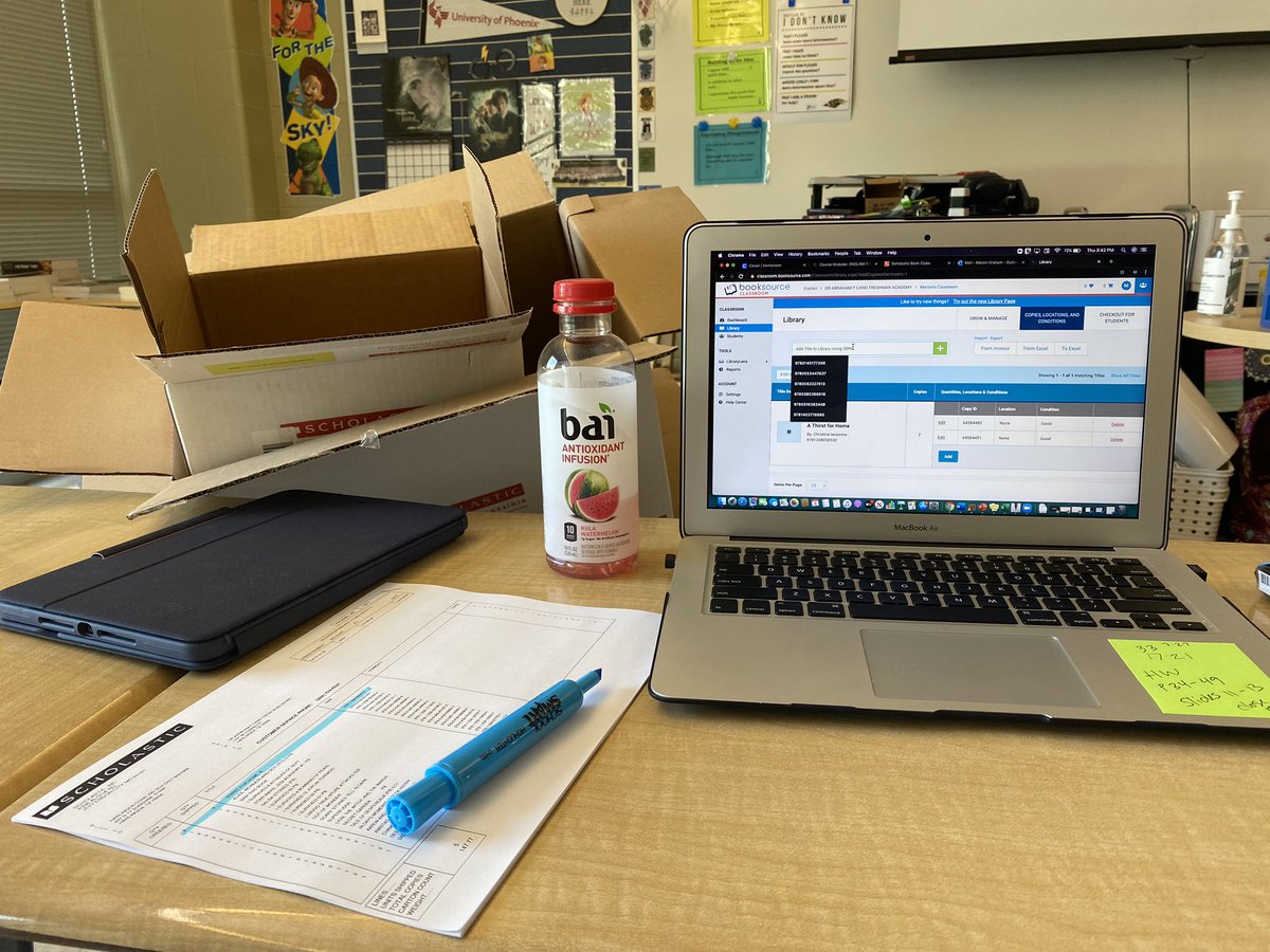 MarionGrahamCFA's tweet photo. I took this when I started inventorying books during my conference at 3pm. I’m still inventorying...
My face to face students were super excited to see all the new books and can’t wait to see what I buy with our #PattersonPledge grant!! https://t.co/GzOBAPj3Pp