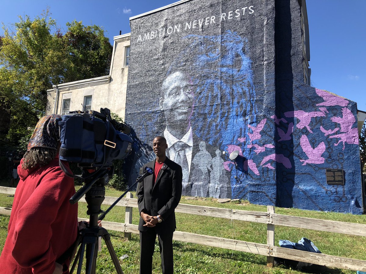 DulceyA's tweet photo. Spent the day shining the spotlight on Shayne Moore for this mural in #germantown honoring him. Thanks @WalterPerez6abc for a great news report telling his story. ❤️ #Philadelphia #mural #inspiration https://t.co/htq9f4IG3P