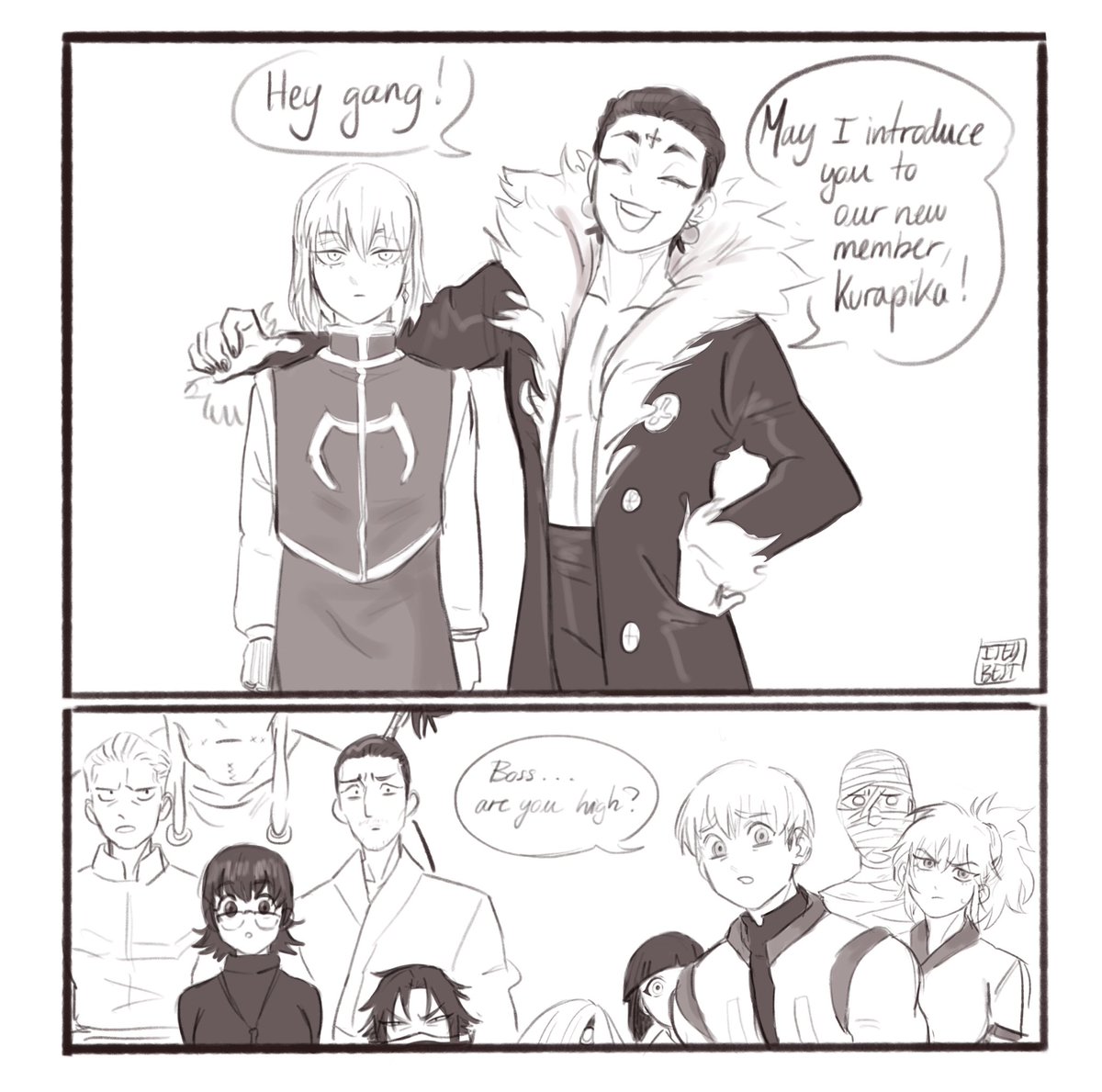 I wanted to draw a little series of comics about Kurapika joining the troupe just to mentally torture them and here is the first one. 