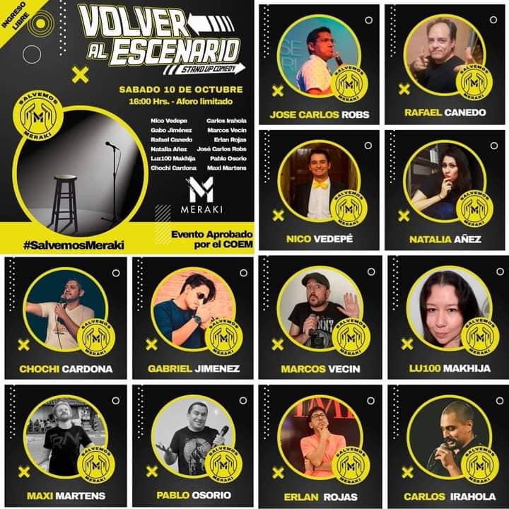 StandSanta's tweet image. #salvemosmeraki @MerakiTeatroBar 
Los mejores comediantes de la escena local suben este fin de semana a una de las casas del #standupcomedy en Santa Cruz de la Sierra. Chequen esa grilla. Uf, imperdible. Revisen el horario. Aforo limitado. Evento aprobado por el COEM