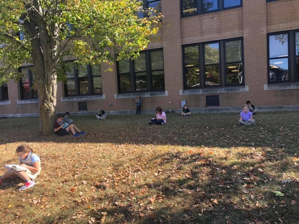 collierc's tweet photo. Reading outside @IPS_CFI is a great way to take a mask break. @IPSSchools https://t.co/MPPZWLhLmR