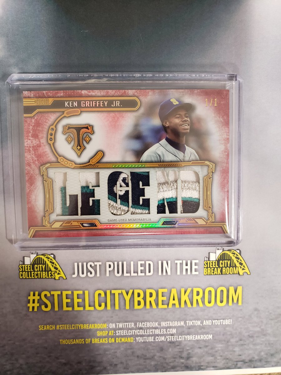 SCCTradingCards's tweet image. Amazing 1/1 pulled from @Topps #TripleThreads in our #SteelCityBreakRoom of the kid #KenGriffeyJr!  #TylerPullsFire #BaseballCards