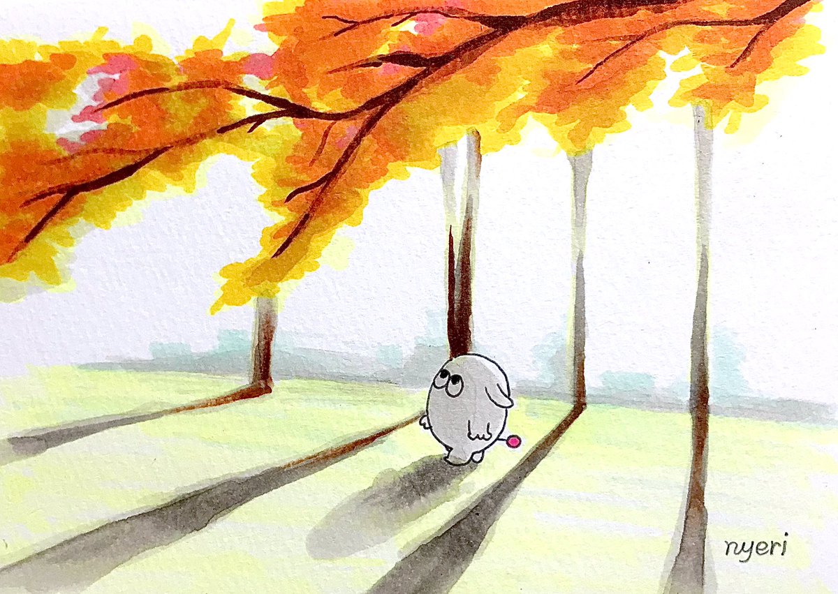 にぇり Illustrator お散歩コースです もる 雑貨屋もる 紅葉 並木道 秋 散歩 ハイキング Illustration Illustrator Doodle イラスト イラストレーター イラストグラム ゆるかわ ゆるきゃら イラスト好きな人と繋がりたい 絵描き
