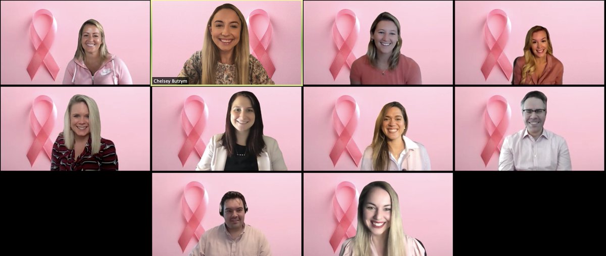 BillRMcDermott's tweet image. Awesome to see the team participate in the fight to end breast cancer with @EsteeLauder’s Tech Day of Pink campaign. May this month of awareness continue to strengthen our commitment to defeat all cancers that impact many. #TechInPink2020 #TimeToEndBreastCancer