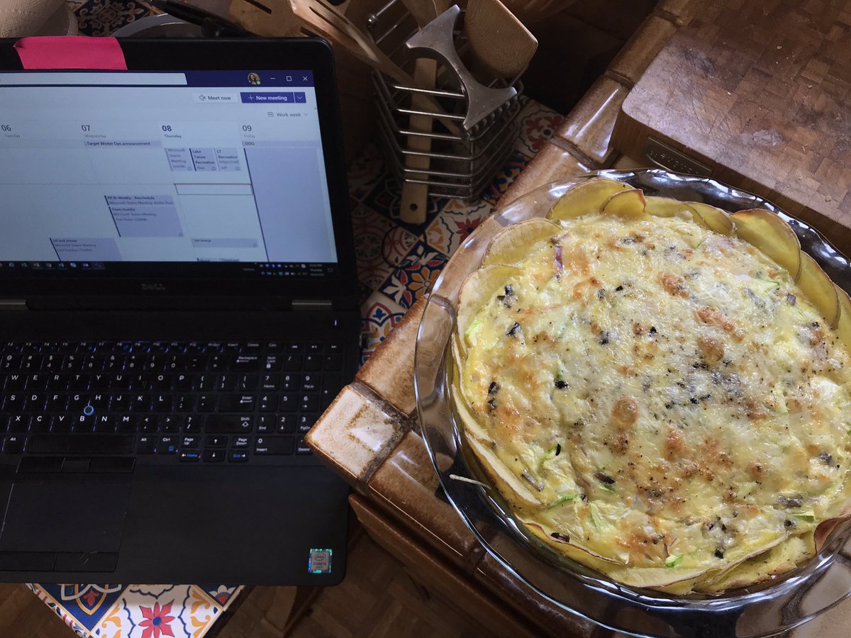 AlexSpee's tweet photo. There are a lot of pros and cons to working from home that we're all still learning to navigate...but today I made a quiche during a meeting, so it was a good #WFH day. https://t.co/85RekgQfxI