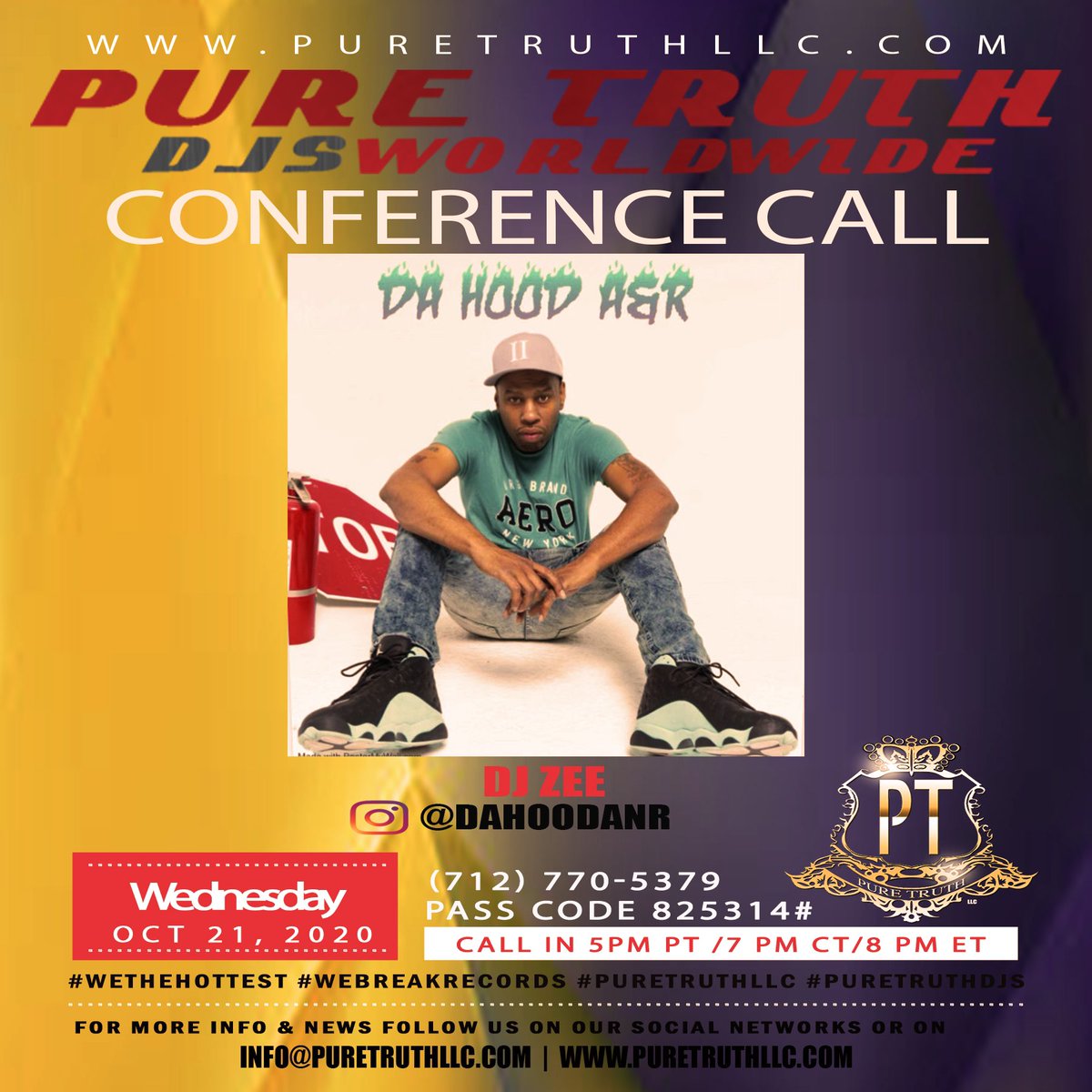 Join Us for the Pure Truth DJs Conference Call DJ ZEE   @dahoodanr #puretruthllc #puretruthtv #media #producer #dj #djs #art #music #hiphop #rap #rapper #conference #djconferencecall #networking #dahoodanr #marketing #branding #wethehottest #webreakrecords #cajokai #cajokaipromo