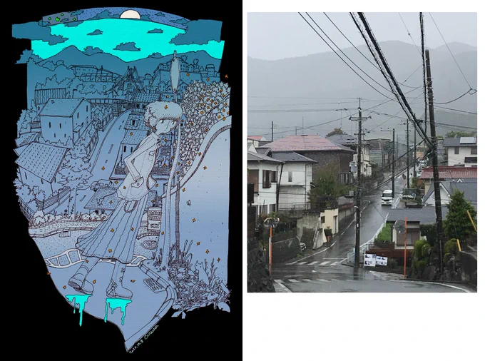 私の絵って、実は実在する風景を元にしていることが多いんだ。記憶スケッチ的な。 