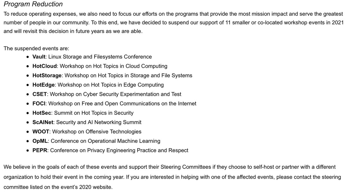 cabad3's tweet photo. This is very sad news from Usenix 😢. Full statement here: https://t.co/F0oGvAZtxP https://t.co/Qw27Noxbsh