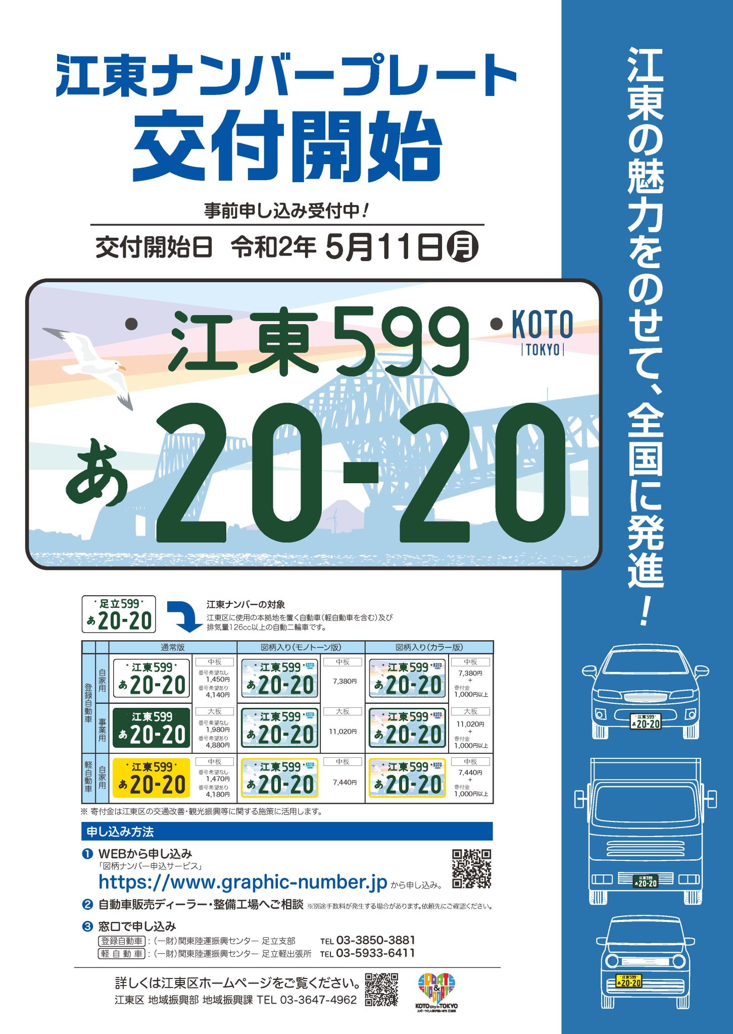 江東区 つけて 走って 広げよう 江東ナンバーで出発進行 江東区のご当地ナンバー 江東ナンバー が好評交付中です 図柄入りのものも選べます ぜひ 江東 ナンバーで全国に江東区の魅力を発信しましょう T Co Wk106exfrm 江東区 江東区 つけて 走って 広げよう 江東ナンバーで出発進行 江東区のご当地ナンバー 江東ナンバー が好評交付中です 図柄入りのものも選べます ぜひ 江東 ナンバーで全国に江東区の魅力を発信しましょう T Co Wk106exfrm 江東区