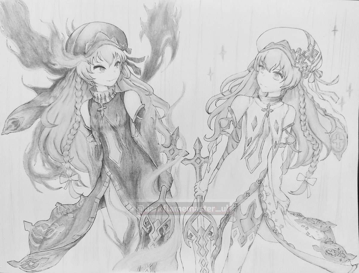 "Two Sides of the Same Coin"

Featuring:
- UR Demon Cecilia (left)
- UR Cecilia (right)

I still need some coloring practice >_<