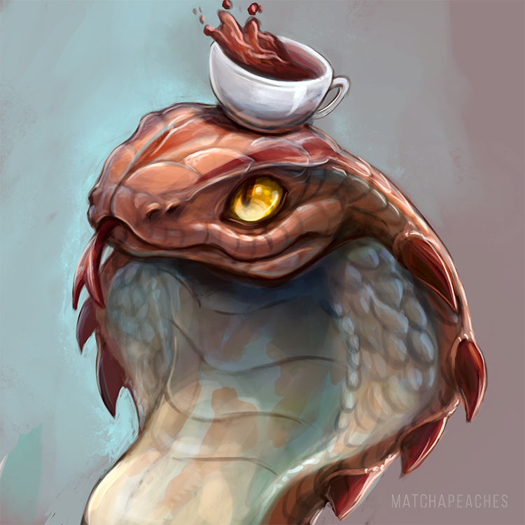 MatchaPeaches's tweet photo. Another Icon commissioned and Completed as a gift of a cool snake who loved coffee.  I've been trying new things with scales lately to try and capture that serpentine sheen. 

#anthroart #snake #Serpent #coffee https://t.co/RPpweVjyDm