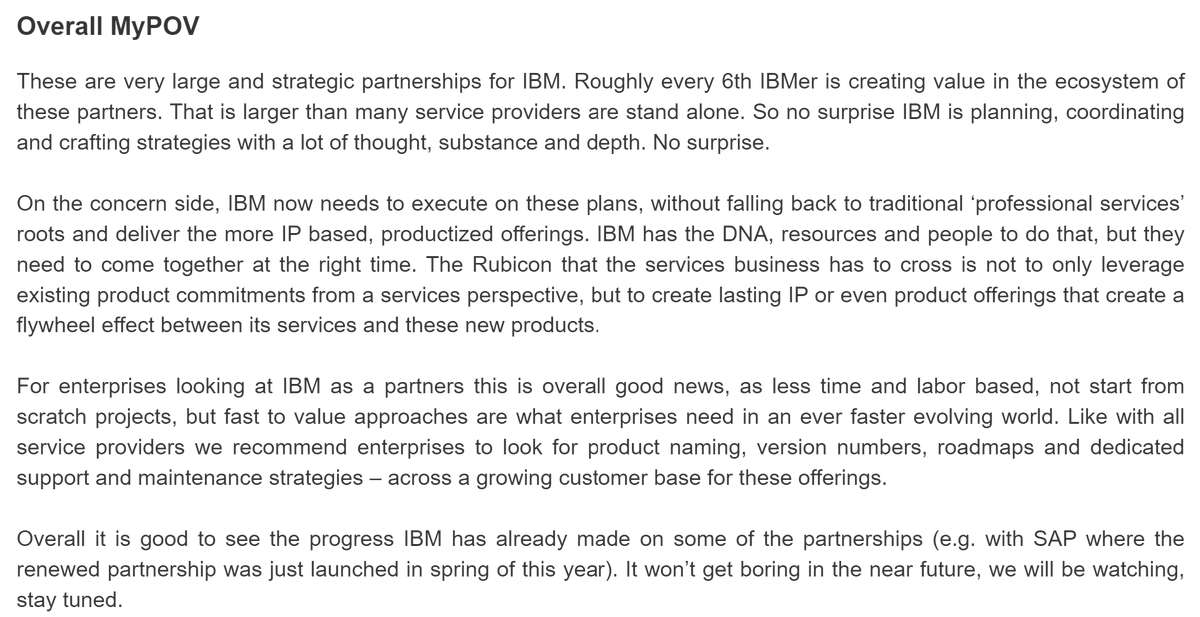 MyPOV - Still, in the old  @IBM - over 100k+ FTEs made their living with just three partners -  @SAP,  @Oracle and  @Microsoft - see Alliances Insights from 2016 -  https://enswmu.blogspot.com/2016/08/p...   #IBMNewCo 5/10
