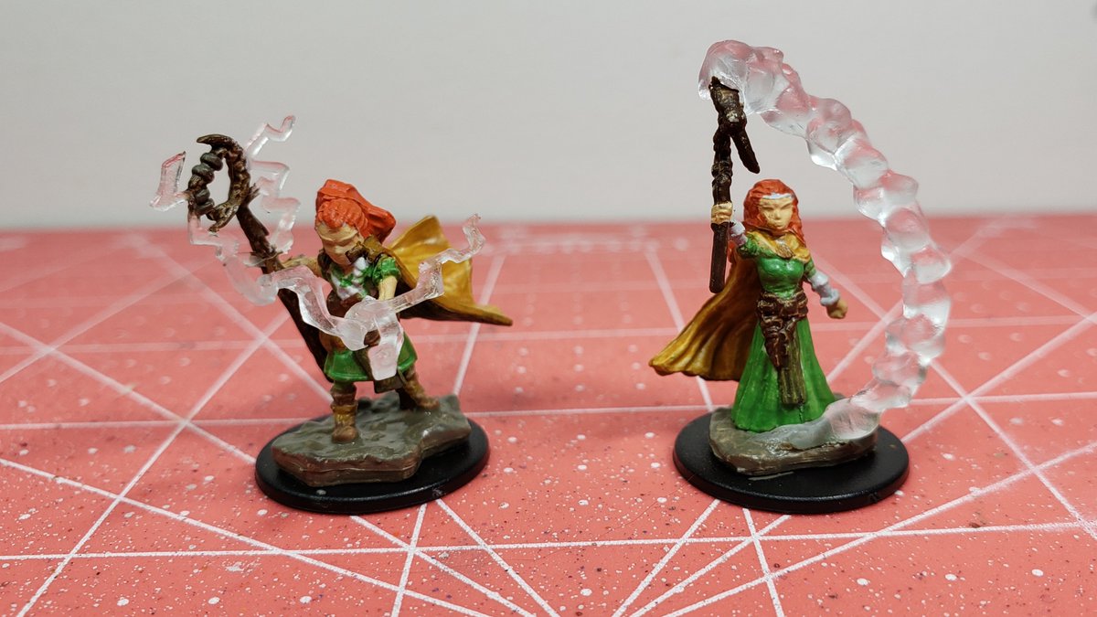 PodcastIndi's tweet image. Man these are small! Started laying down base colors on wife's D&amp;amp;D Gnome Druid models tonight. ~E🎨