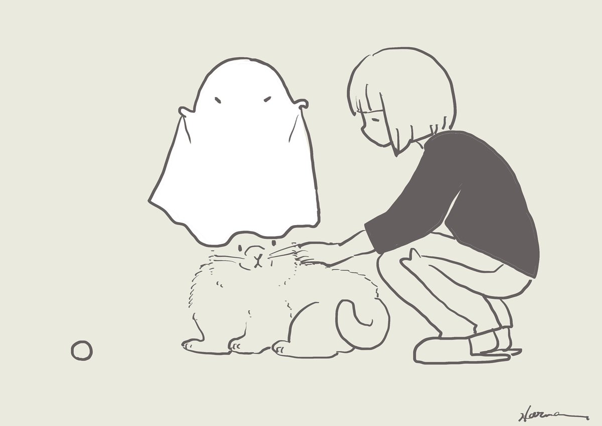 見せるおばけ Ghost shows off the cat. 