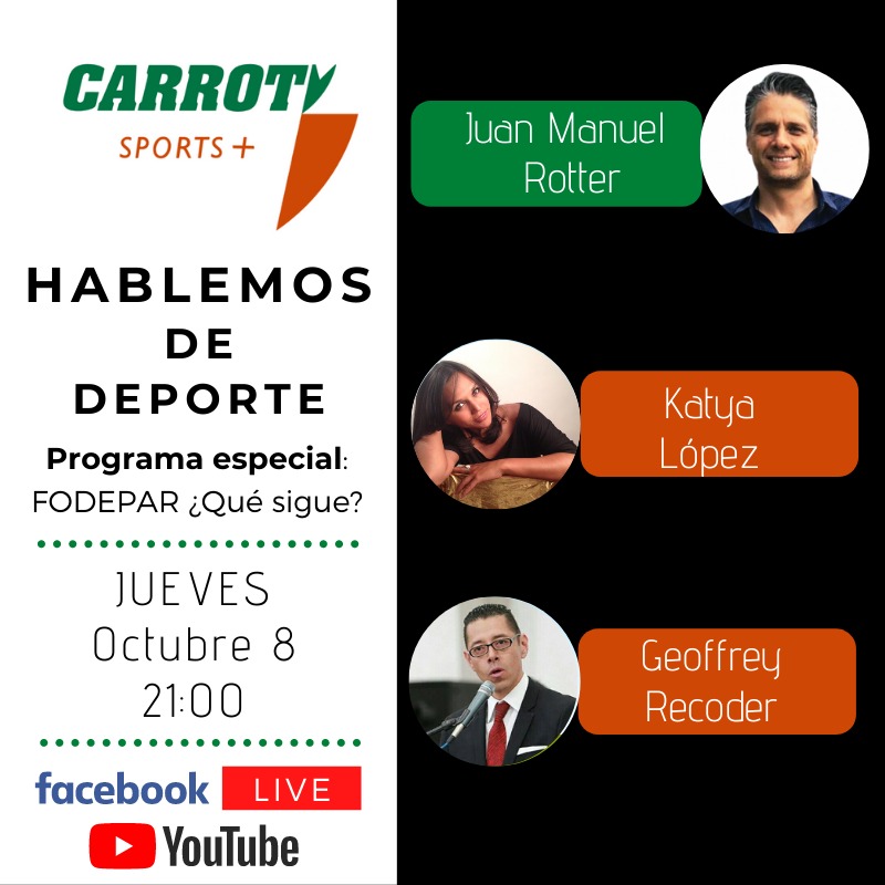 En menos de 30 mins nos vemos en <a href="/CarrotvSports/">Carrotv Sports +</a> para un programa especial sobre el tema que hoy nos ocupa y preocupa a todos, #FODEPAR. Me acompañan para revisar el tema <a href="/katilunga/">Katy</a> y <a href="/GeoffreyRecoder/">Geoffrey Recoder</a>. No se lo pierdan y por favor participen!