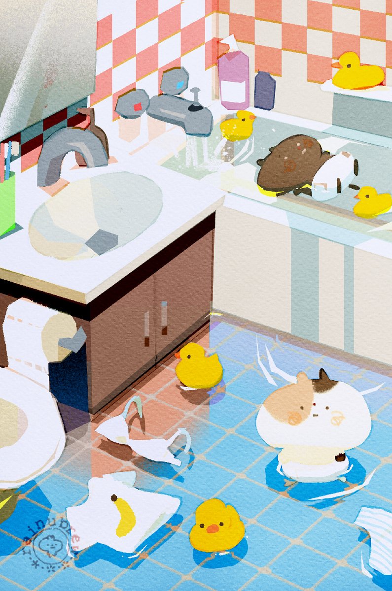 rainubrew's tweet photo. they were left unsupervised 🛁 https://t.co/EBBODmfBIs