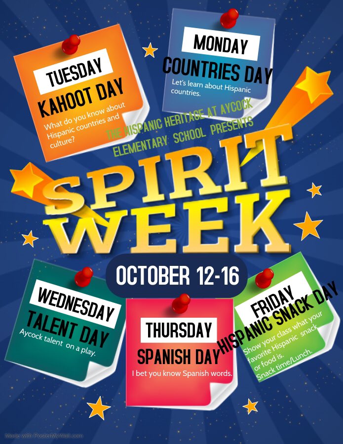 We’re celebrating Hispanic Heritage next week! Exciting!!! <a href="/lsoto_liliana/">Liliana Soto</a> <a href="/EvaJennings12/">Eva Jennings</a> #weareaycock #HispanicHeritageMonth2020