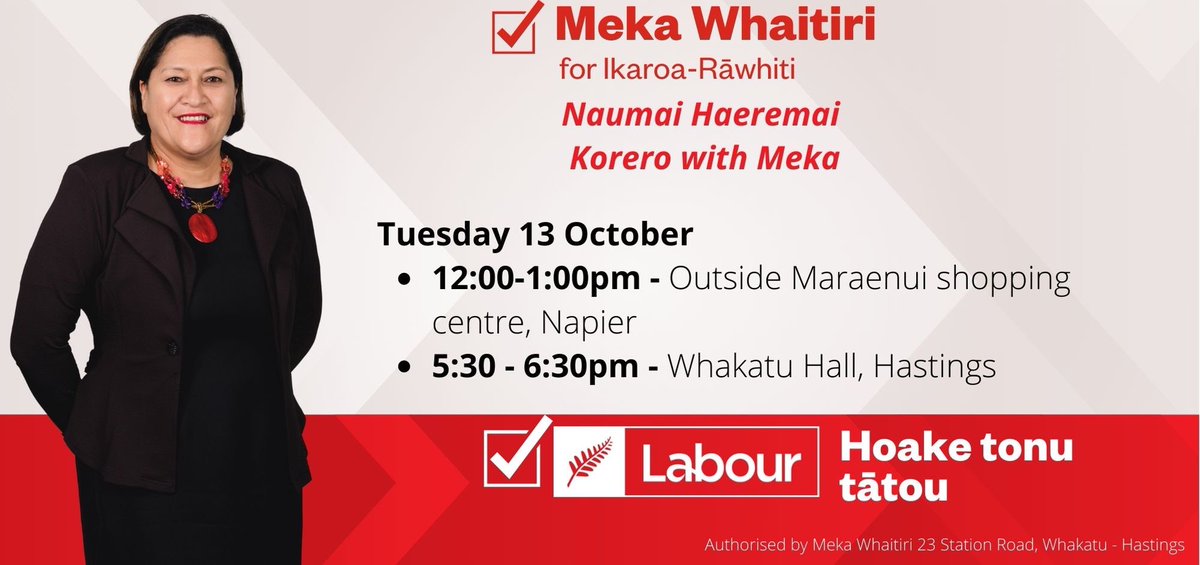 Naumai haeremai !! Come Kōrerō with me next Tuesday in Maraenui and Whakatu. I look forward to seeing you all there. #hoaketonutātou #kotātoukoikaroarāwhiti