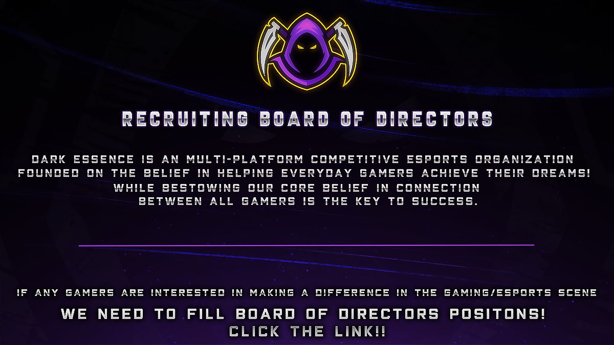 👀🔥👀🔥👀🔥👀🔥👀🔥👀

We are #Recruiting Board of Directors, such as:

-CAO
-CMO
-CNO
-CFO
And More!

 If your interested,
Apply Here! #DarkNation 

Board of Directors: bit.ly/DE_BD_REC

#gamingcommunity #GamersUnite 
#PC #eSports #Discord #LetsDoThis
<a href="/SGH_RTs/">SocialGamingHub Retweets</a> <a href="/BlazedRTs/">Blazed</a>