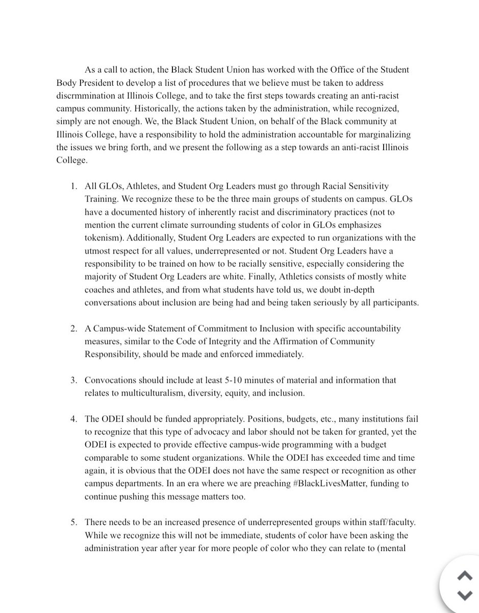 ic_bsu's tweet photo. On June 30, 2020 a Call for Campus Change was made by the Executive Board of the BSU with the support of the Student Body President. Our Call for Campus Change was sent to the President and Provost in hopes of addressing racism at Illinois College. We are still waiting. https://t.co/wNH0qrR0WE