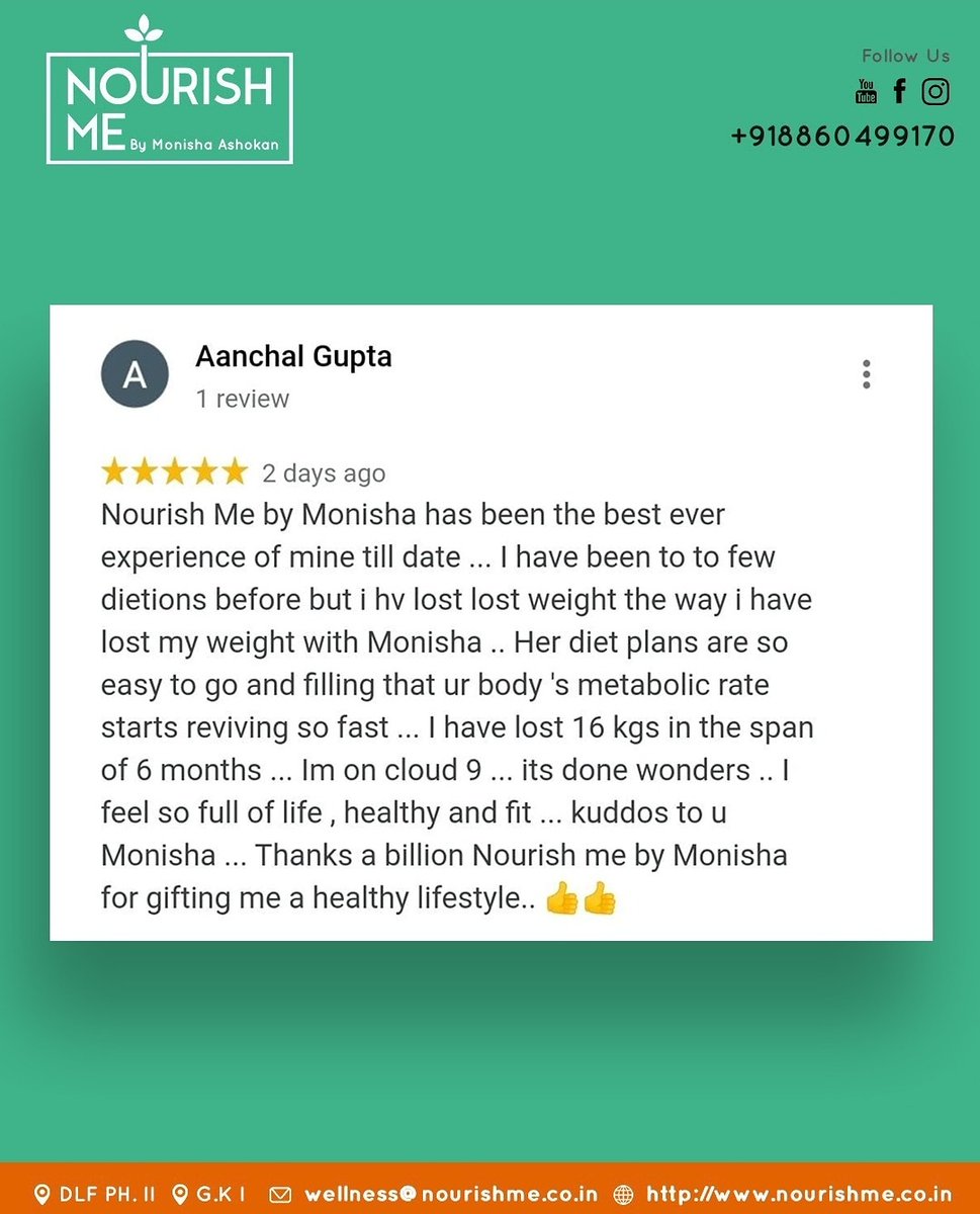 Monishaashokan's tweet photo. 𝗚𝗼𝗼𝗴𝗹𝗲 𝗿𝗲𝘃𝗶𝗲𝘄𝘀
There is nothing more satisfying than a happy client 💓
.
.
.
.
#gratitude #nourishyourbody  #clientreviews #clientsuccess #weightlosss #weightgoals #nutritionprogram #dietplan #onlinediets #nutritionistmumbai #nutritionistdelhi #dieticianmumbai #diet https://t.co/MrLdUHouCn