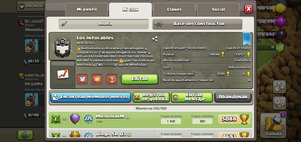 Clan intocables reclutando, se parte de este equipo 💪💪💪 <a href="/Santana1430/">Sαηтαηá</a> <a href="/LosIntocablesL1/">MR. KING RENE SAM</a> <a href="/Greivin04339610/">☆BARBAROS GO2☆</a> <a href="/Mack87156281/">Mack</a> @crisaudrj