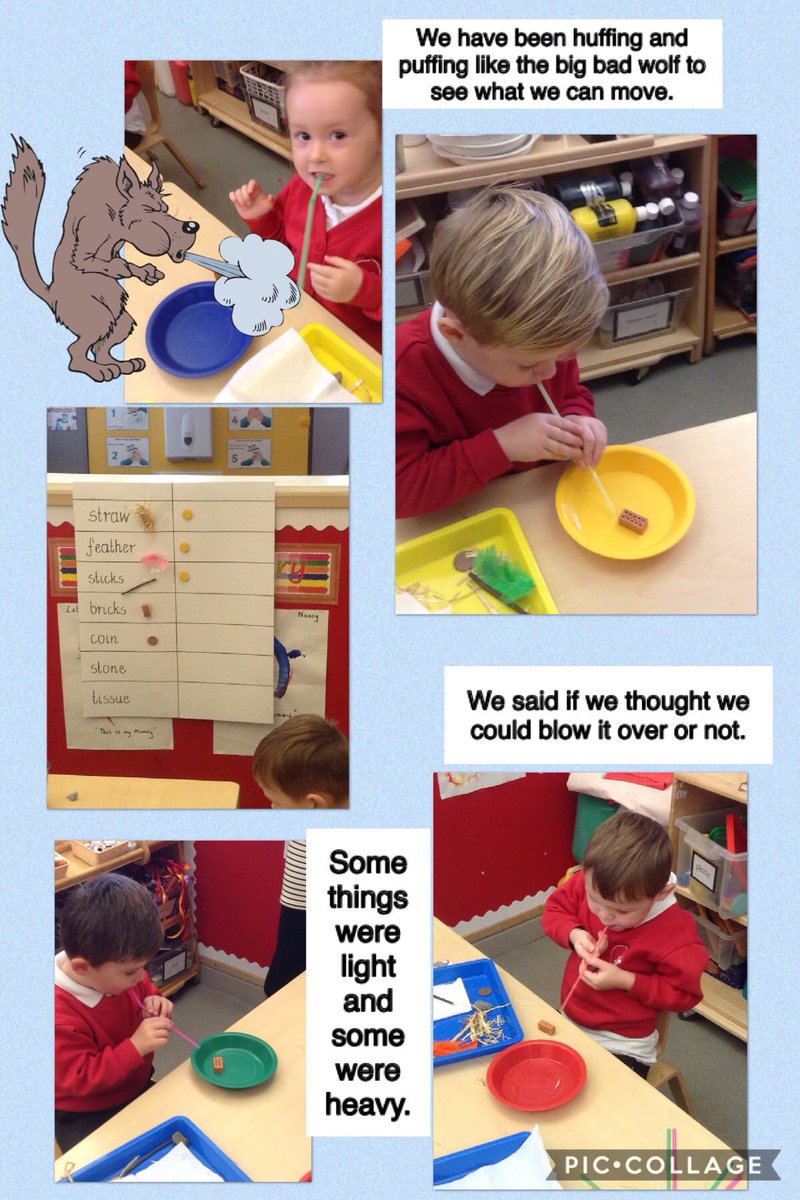 maybury_eyfs's tweet image. This week we pretended to be the big bad wolf, from our @Talk4Writing story. We huffed and puffed to see if we could move objects including straw, sticks and bricks @HumberEdTrust @Maybury_School #investigation #makingitreal @WhiteRoseMaths #eyfsscience