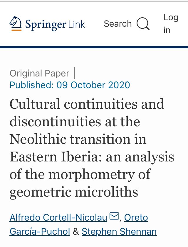 Happy to share this new research with @OretoGarcaPucho and #stephenshennan 

#mesolithic
#neolithic
#geometricmicroliths
#geomeasure
#geometricmorphometrics
link.springer.com/article/10.100…