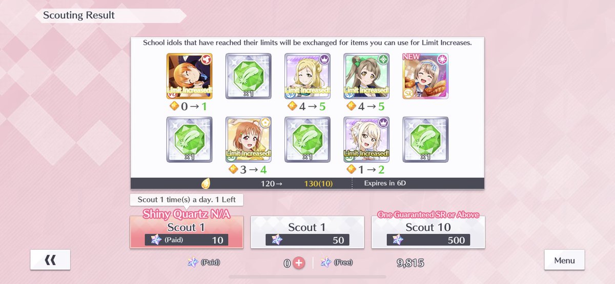 Scouts 13~14: oh shit i got another copy of the rinpana SR and also my favorite kasumi UR......and FES MARI???? HOLY SHIT AM I A WHALE NOW but seriously where the fuck is ai