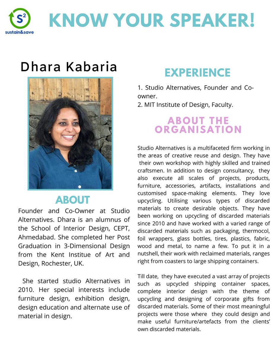sustain_andsave's tweet photo. Join us to be a part of an innovative journey of Dhara Kabaria,founder of Studio Alternatives, who believes in upcycling discarded materials to create desirable objects ranging from coasters to large shipping containers.
Watch us on YouTube Live-
https://t.co/e2wpO7ZcCz https://t.co/P9jW5Cjkto
