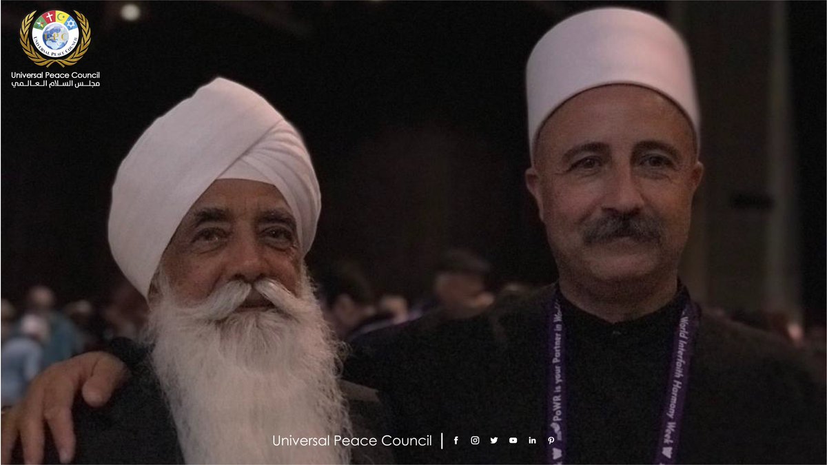 upc_council's tweet photo. The meeting of the Chairman of the Universal Peace Council, Sheikh Kasem Bader, with the sages of India at the World Parliament of Religions in Canada. https://t.co/My7nZYgJPU