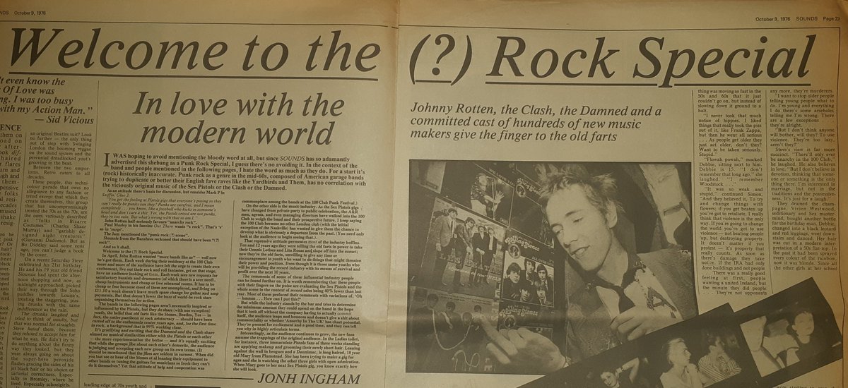 Sounds Clips (@soundsclips) on Twitter photo October 9th, 1976. Punk Rock Special, "In April, John Rotten wanted "more bands like us" - well now he's got them. <a href="/Jonh_Ingham/">Jonh Ingham</a> @markpatv October 9th, 1976. Punk Rock Special, "In April, John Rotten wanted "more bands like us" - well now he's got them. <a href="/Jonh_Ingham/">Jonh Ingham</a> @markpatv