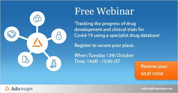 Join us for a FREE #webinar ‘Tracking the progress of #drugdevelopment and #clinicaltrials for Covid-19 using a specialist drug database’ To find out more and reserve your seat, click here: bit.ly/3iKZ1ju