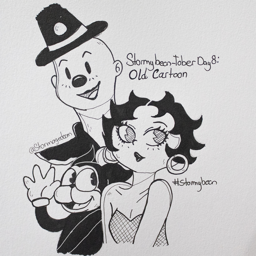 StormyBean-Tober Day 8: Old Cartoon
#stormybean #stormybeantober #bettyboop #kokotheclown #bimbothedog #fleisherstudios