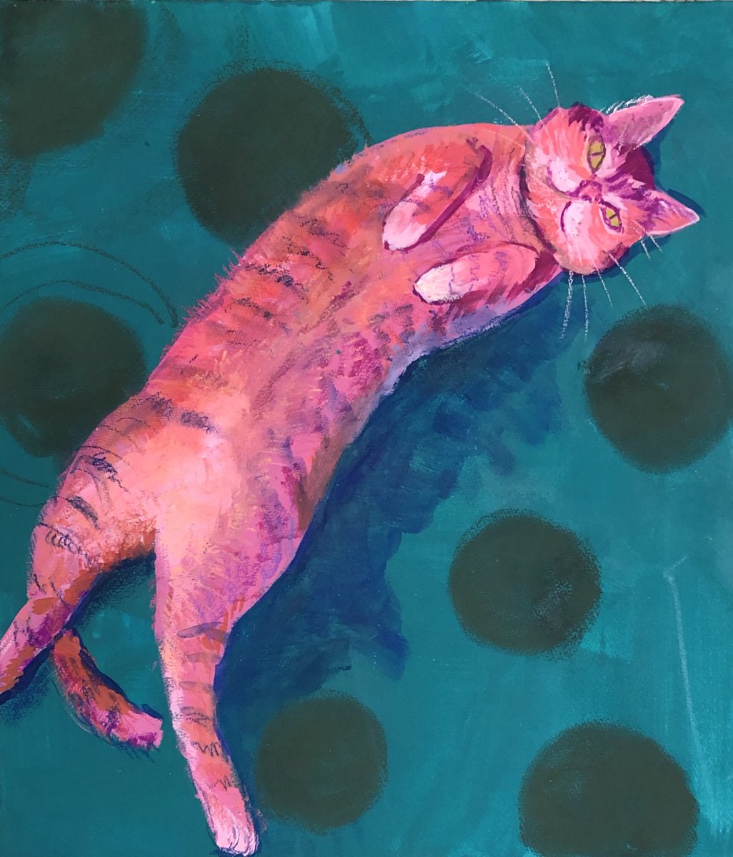 あお ニャーマン かわいい俺様 猫イラスト 猫の絵 アクリル画 パステル画 水彩画 ねこ 猫 猫伸ばしチャレンジ 猫作家 作家 アート 画家 ドローイング イラストレーター 絵描き