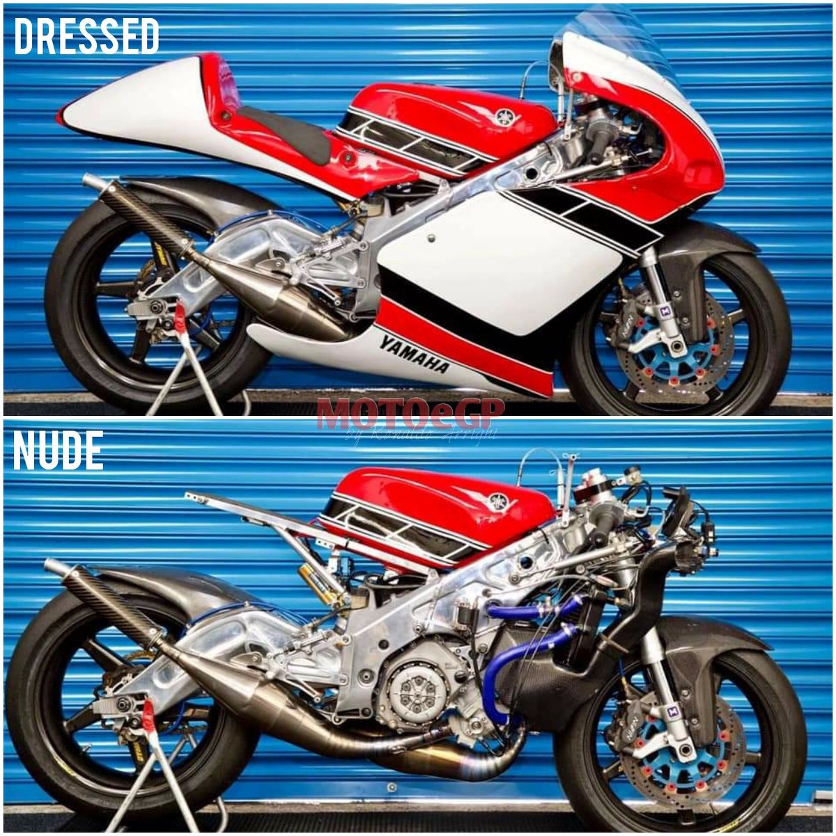 MOTOeGP's tweet photo. Dressed or nude, really dream machine! 😍 Two Strokes powered by Yamaha! 🏍💨
#MOTOeGP 🏍🏁
#MOTOeGPNews
#Moto #Motorcycle #Motociclismo #Motorbike #TwoStrokes #Yamaha #Motocicleta #Motovelocidade #Motovelô #YamahaRacing https://t.co/RjxXtqg6I4