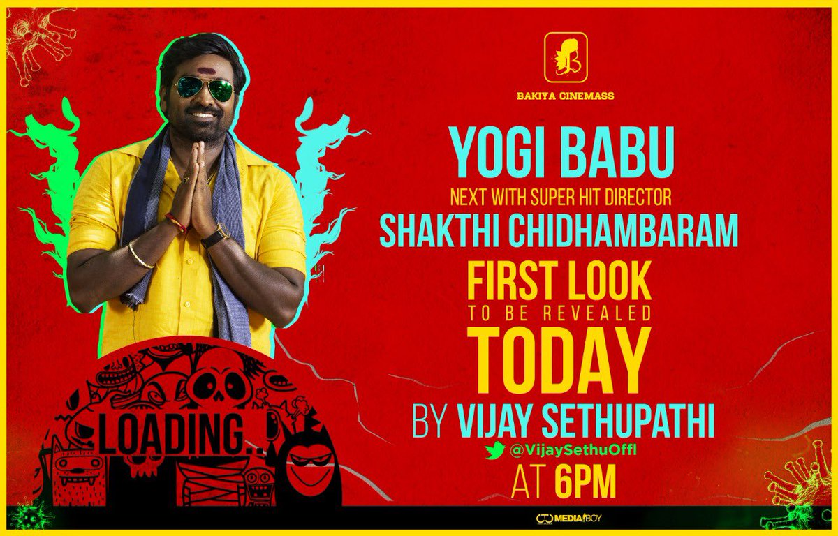 சினிமா தமிழ் சினிமா (@ctcupdates) on Twitter photo Get ready it's time to meet..
#YogibabuNext first look will be out today @ 6 PM, Will be launched by Makkal Selvan <a href="/VijaySethuOffl/">VijaySethupathi</a>
<a href="/iYogiBabu/">Yogi Babu</a> <a href="/sakthinchid/">Shakthi Chidambaram</a> <a href="/preetham_dr_/">Preetham DR</a> <a href="/musicrajaryan/">Raj Kumar</a> <a href="/mv_panneer/">mvpanneerselvam</a> <a href="/bakiyacinemass/">bakiya_cinemass</a> <a href="/Promounamravi1/">Pro Mounamravi</a> @Pro_Bhuvan <a href="/LahariMusic/">Lahari Music</a> @CtcMediaboy Get ready it's time to meet..
#YogibabuNext first look will be out today @ 6 PM, Will be launched by Makkal Selvan <a href="/VijaySethuOffl/">VijaySethupathi</a>
<a href="/iYogiBabu/">Yogi Babu</a> <a href="/sakthinchid/">Shakthi Chidambaram</a> <a href="/preetham_dr_/">Preetham DR</a> <a href="/musicrajaryan/">Raj Kumar</a> <a href="/mv_panneer/">mvpanneerselvam</a> <a href="/bakiyacinemass/">bakiya_cinemass</a> <a href="/Promounamravi1/">Pro Mounamravi</a> @Pro_Bhuvan <a href="/LahariMusic/">Lahari Music</a> @CtcMediaboy
