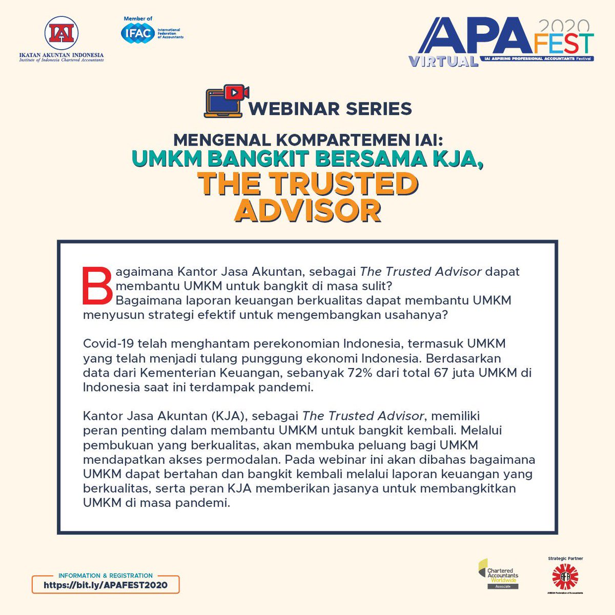 IAINews's tweet photo. Jangan sampe ketinggalan webinar ini ya guys!
Untuk menyaksikan webinar ini dan webinar lainnya, silakan daftar di https://t.co/OyTmOgorec
Jika anda hanya ingin menyaksikan webinar ini saja, silakan saksikan di:
https://t.co/NDOwYQYBfj
.
#ikatanakuntanindonesia
#apafest2020 https://t.co/OaNNJgqd0p