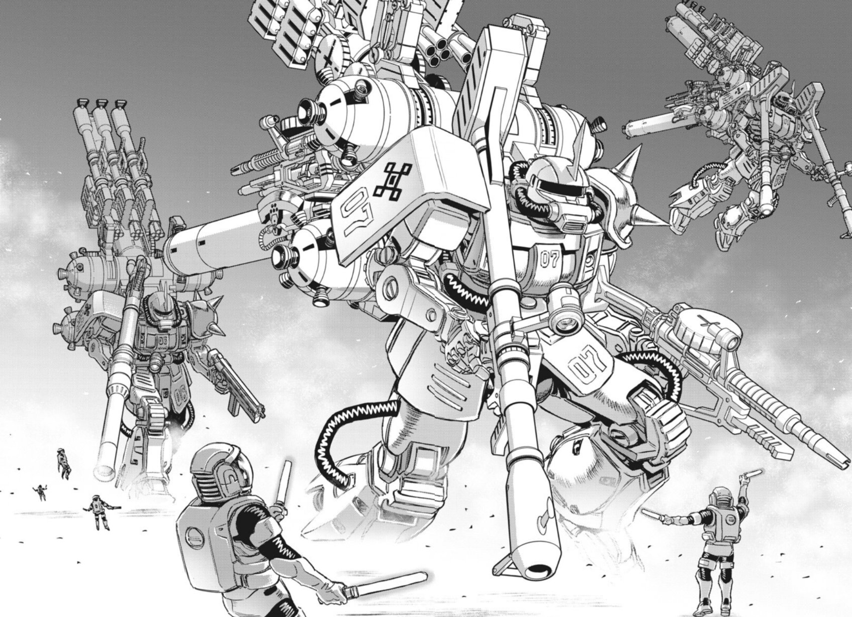 Twitter 上的 たけやぶ 機動戦士ガンダム サンダーボルト 第141話 サンダーボルト宙域 戻って来たか マイトレーヤ作戦 南洋らしい名称 訓練中のビビ機含め 軍団も宇宙用に換装済だが タイトルの 雷撃 パーフェクト ジオング という点から イオと激突し