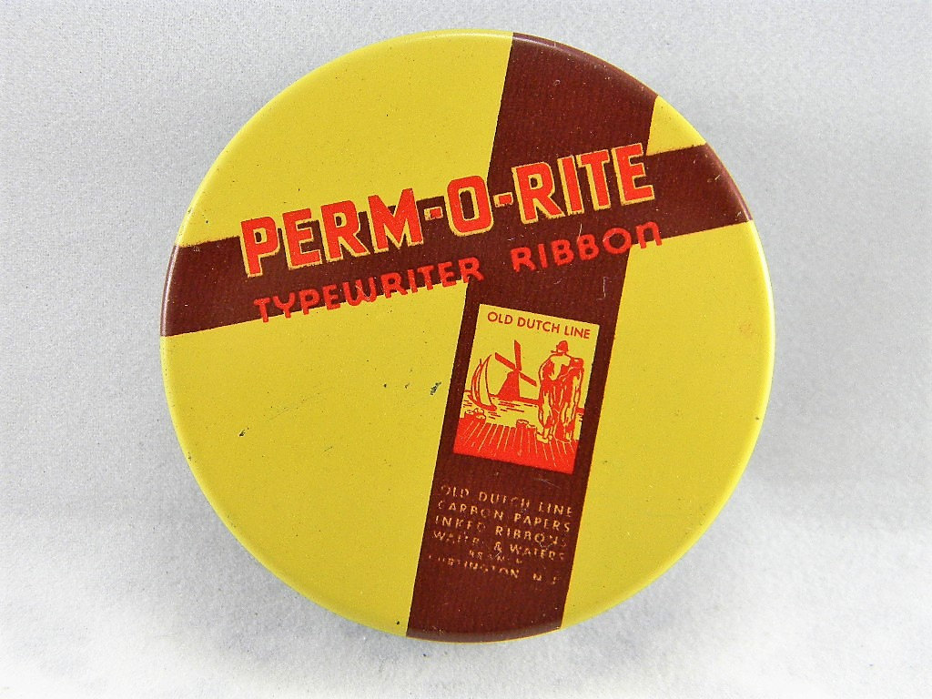 Vintage Perm-O-Rite Typewriter Ribbon tin and ribbon perm o rite Old Dutch Line tuppu.net/46f504d9 #Etsy #VogelHausVintage #CollectibleTin