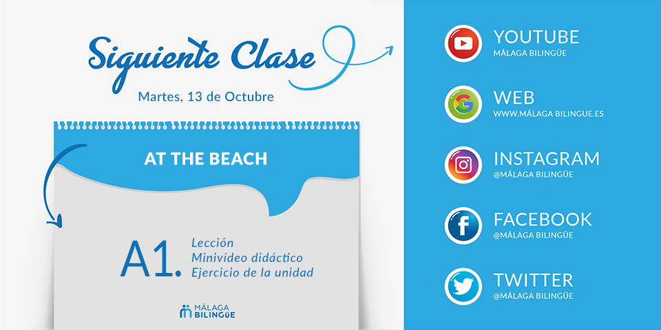 malagabilingue's tweet photo. Os esperamos mañana con la clase A1 - At the beach.
#English #Spanish #MalagaBilingue #lesson #claseonline #malaga
@diputacionMLG @juventudmlg https://t.co/ZLhbwuSYbZ