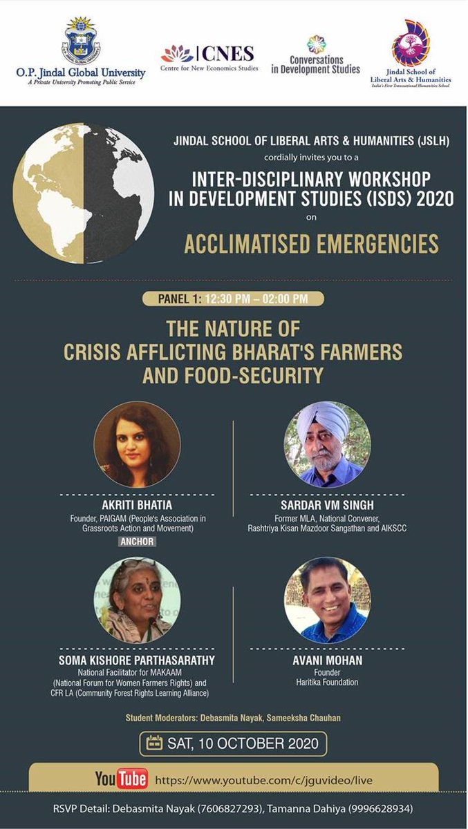 JindalGlobalUNI's tweet photo. ISDS workshop organized by #JGU, a four-part session on the theme ‘Acclimatised Emergencies’ on 10 October 2020 from 10am-6:30pm (IST).  
LIVE on:https://t.co/nxjGLHZXCa
@prats1810 @AkritiBhatiaa @RonitaChoudhuri @SardarVm @twitatreyee @UlauncherApp @ISayOrganic @KanikaPal https://t.co/oFL8S0GXDx
